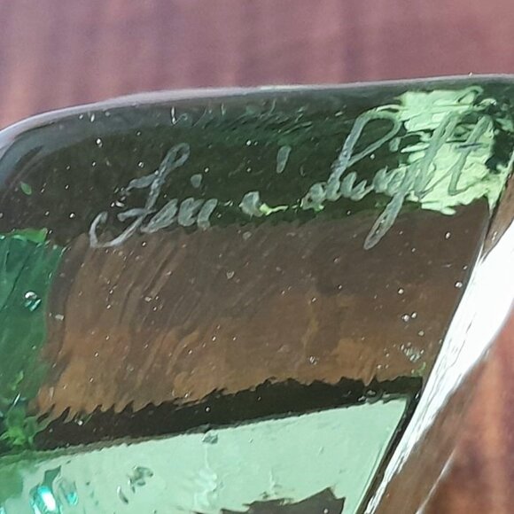 Fire & Light Shooting Star Signed Vintage Recycled Glass Celery Green Retro - Picture 6 of 6